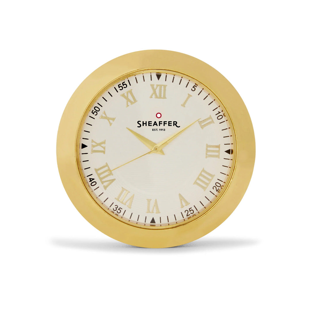 Sheaffer 300 G9342 Ballpoint Pen Bright Chrome With Gold Tone Trim With Gold Plated Table Clock