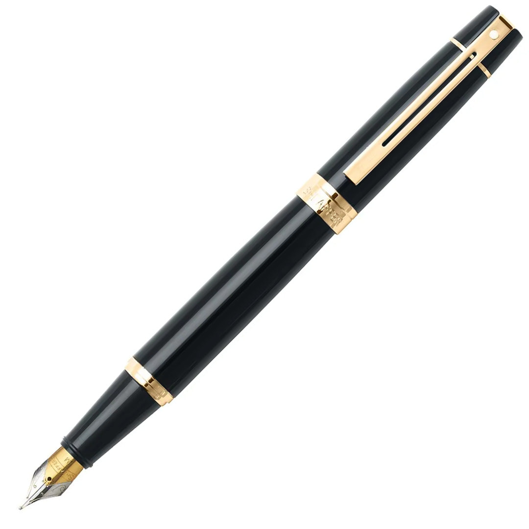 Sheaffer 300 E9325 Fountain Pen Glossy Black With Gold Tone Trim