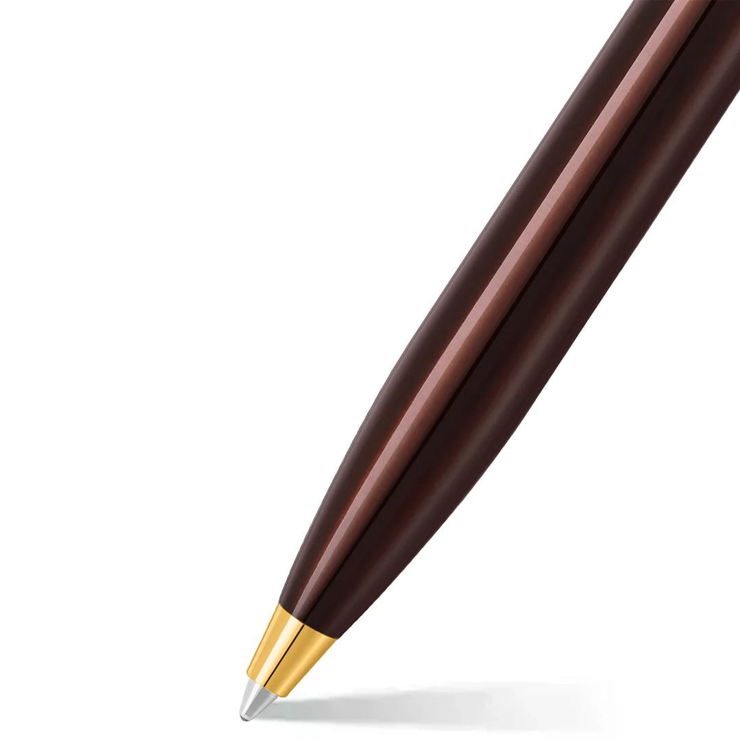 Sheaffer 100 E9370 Ballpoint Pen Coffee Brown With PVD Gold Trim