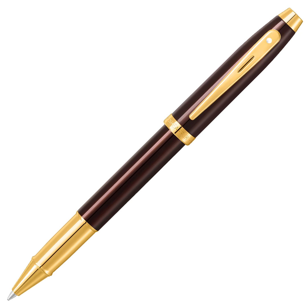 Sheaffer 100 E9370 Rollerball Pen Coffee Brown With PVD Gold Trim