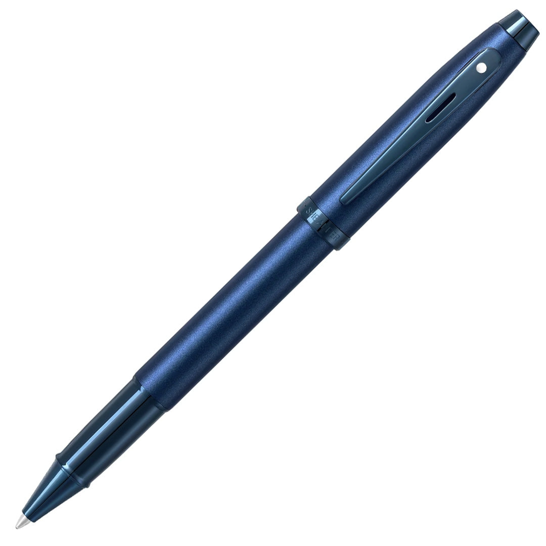Sheaffer 100 E9371 Rollerball Pen Satin Blue With PVD Blue Trim