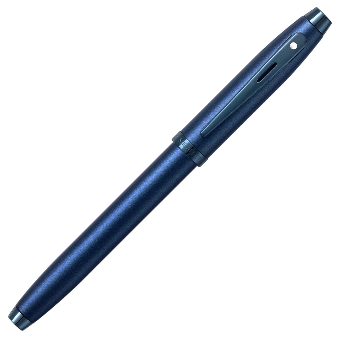 Sheaffer 100 E9371 Rollerball Pen Satin Blue With PVD Blue Trim