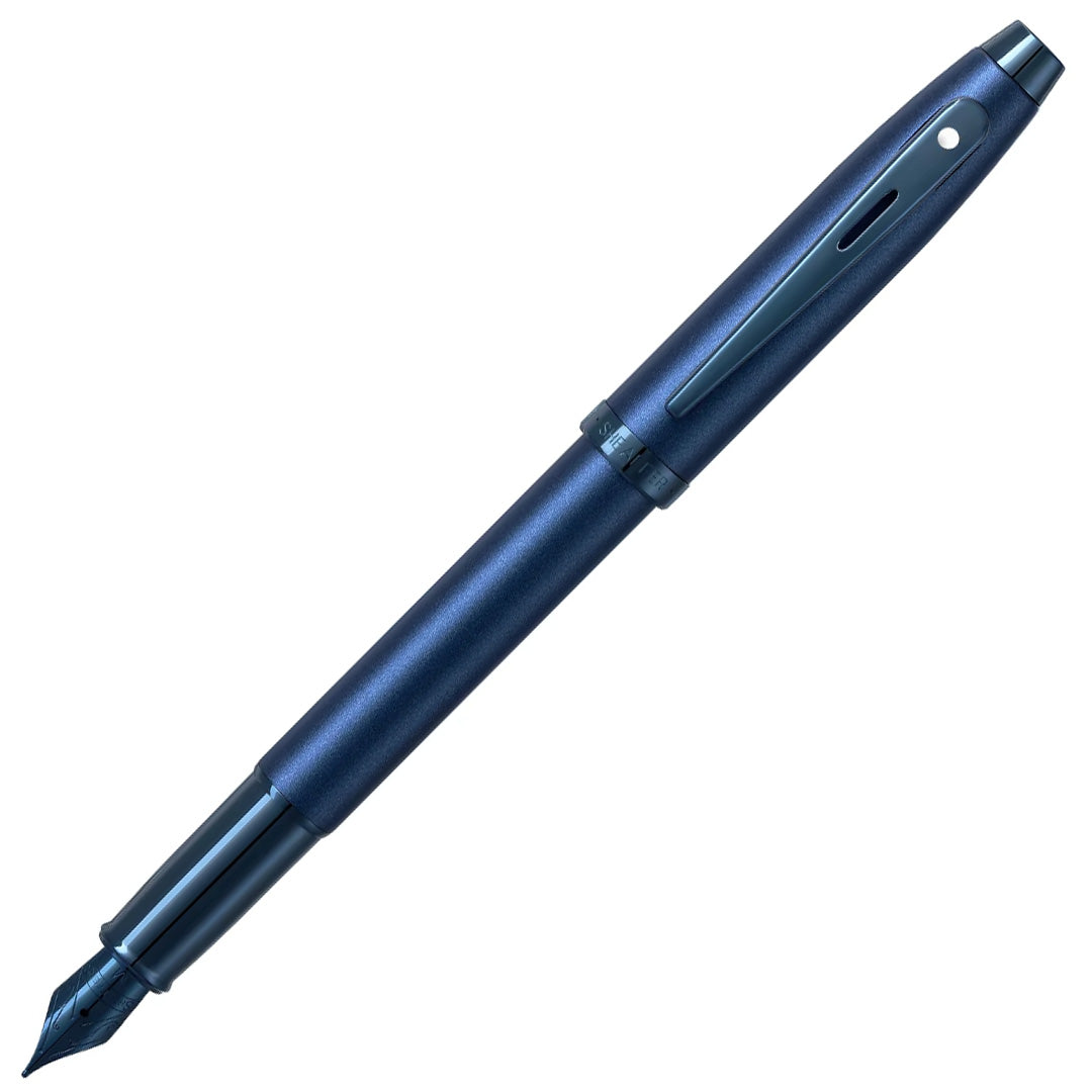 Sheaffer 100 E9371 Fountain Pen Satin Blue With PVD Blue Trim