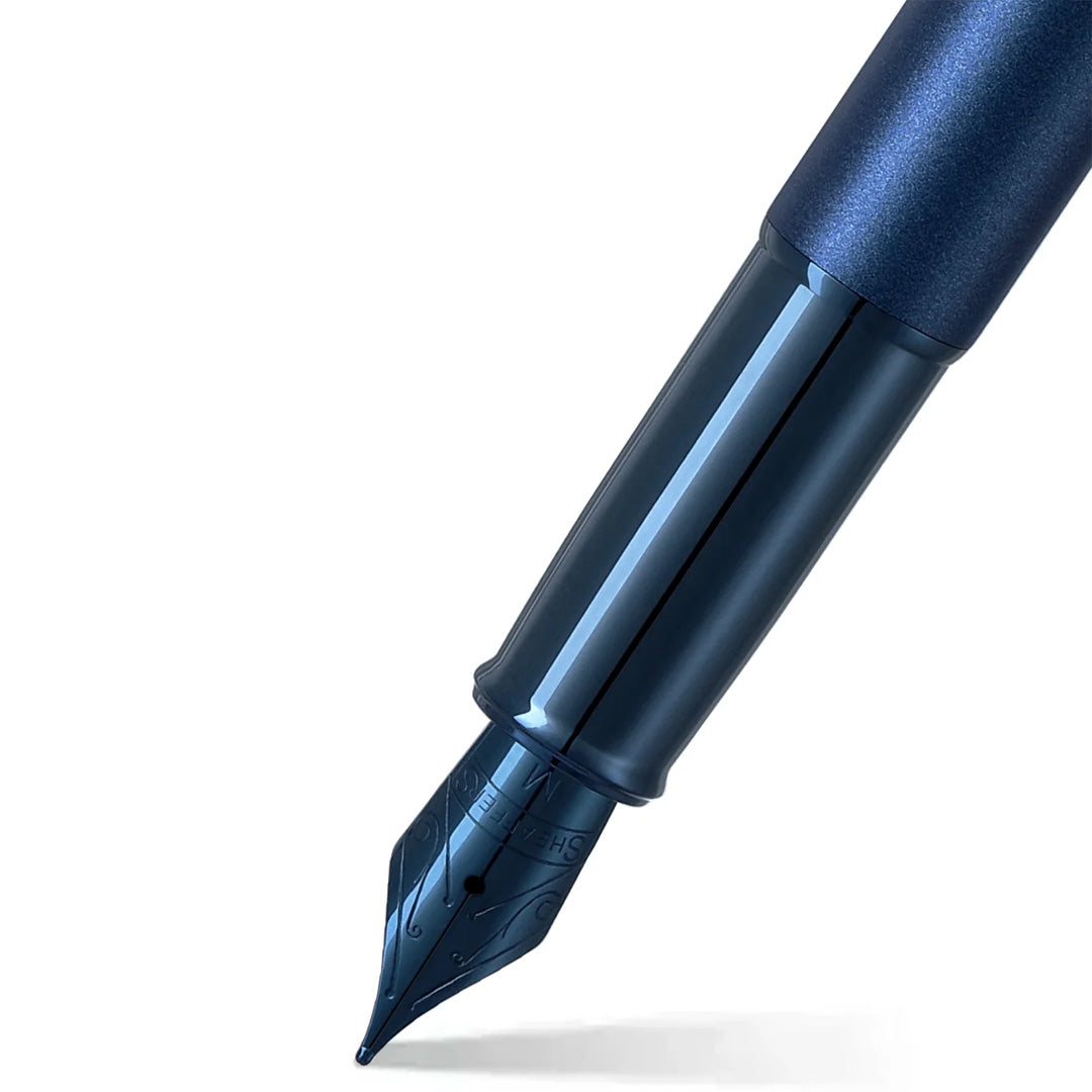 Sheaffer 100 E9371 Fountain Pen Satin Blue With PVD Blue Trim