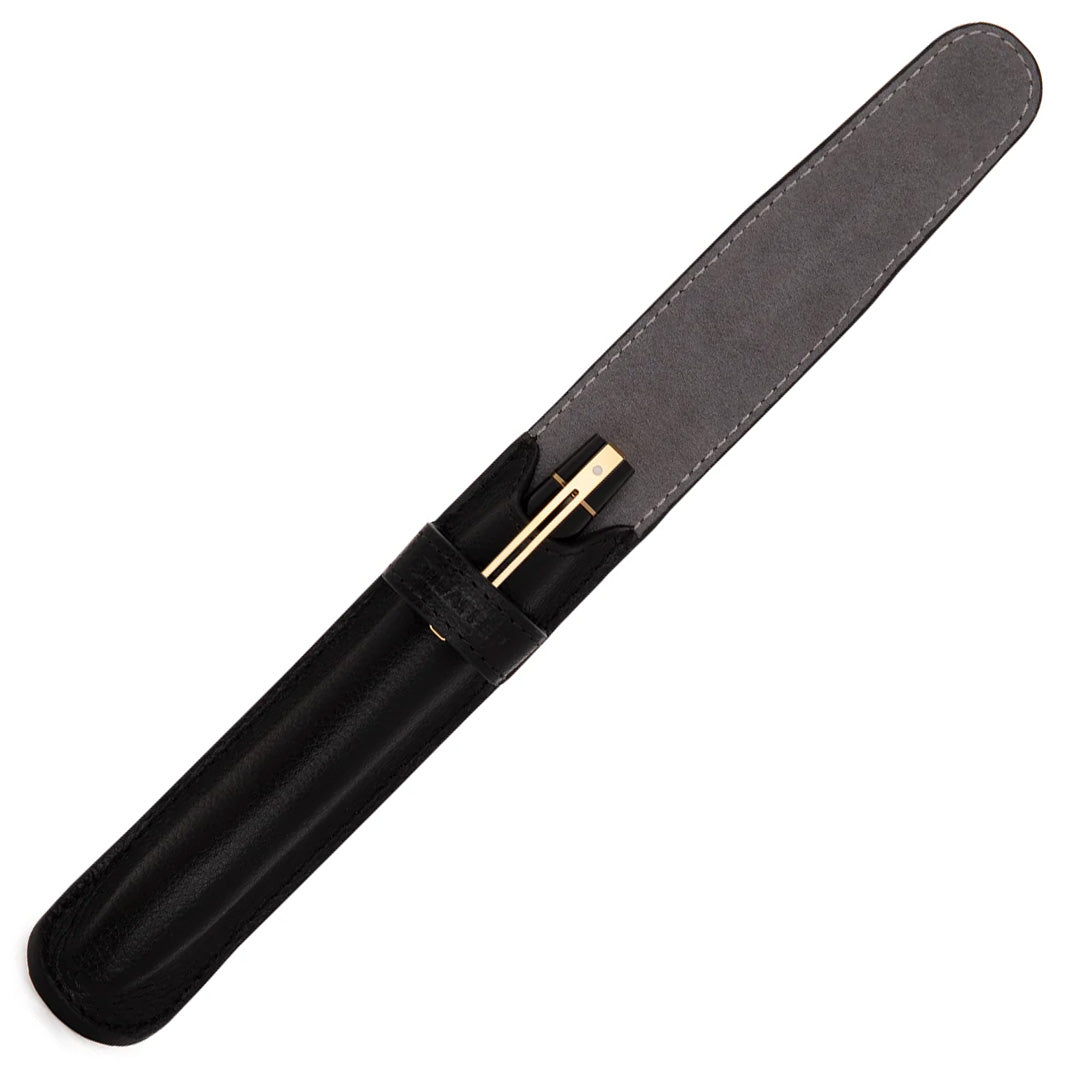Sheaffer 300 G9325 Ballpoint Pen Gloss Black with Gold Tone Trim with Single Leather Pouch