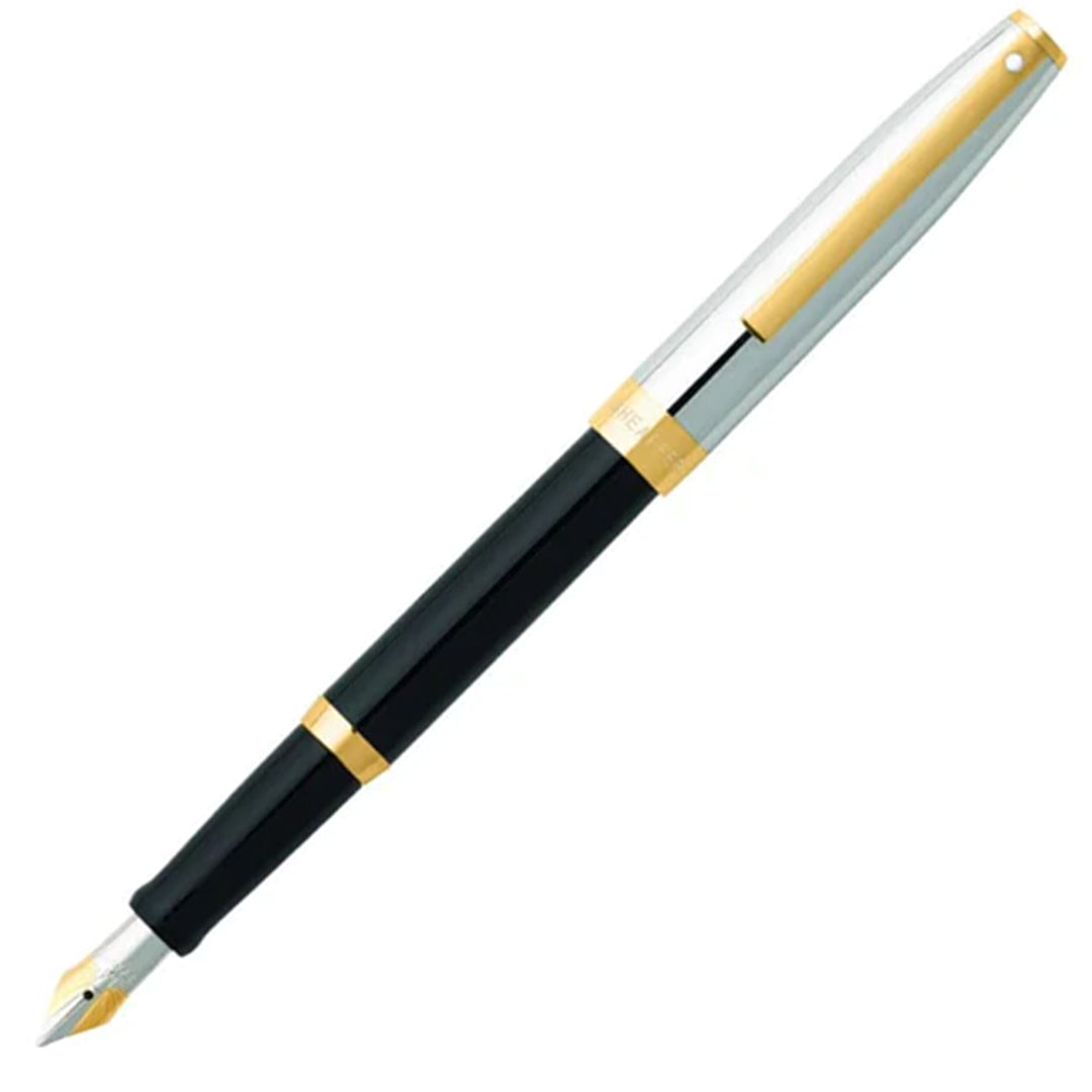 Sheaffer Sagaris E9475 Fountain Pen Glossy Black Barrel with Chrome Cap and Gold Trim