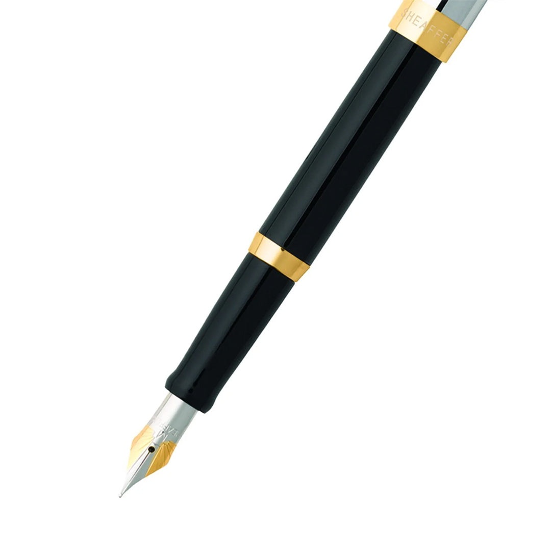 Sheaffer Sagaris E9475 Fountain Pen Glossy Black Barrel with Chrome Cap and Gold Trim