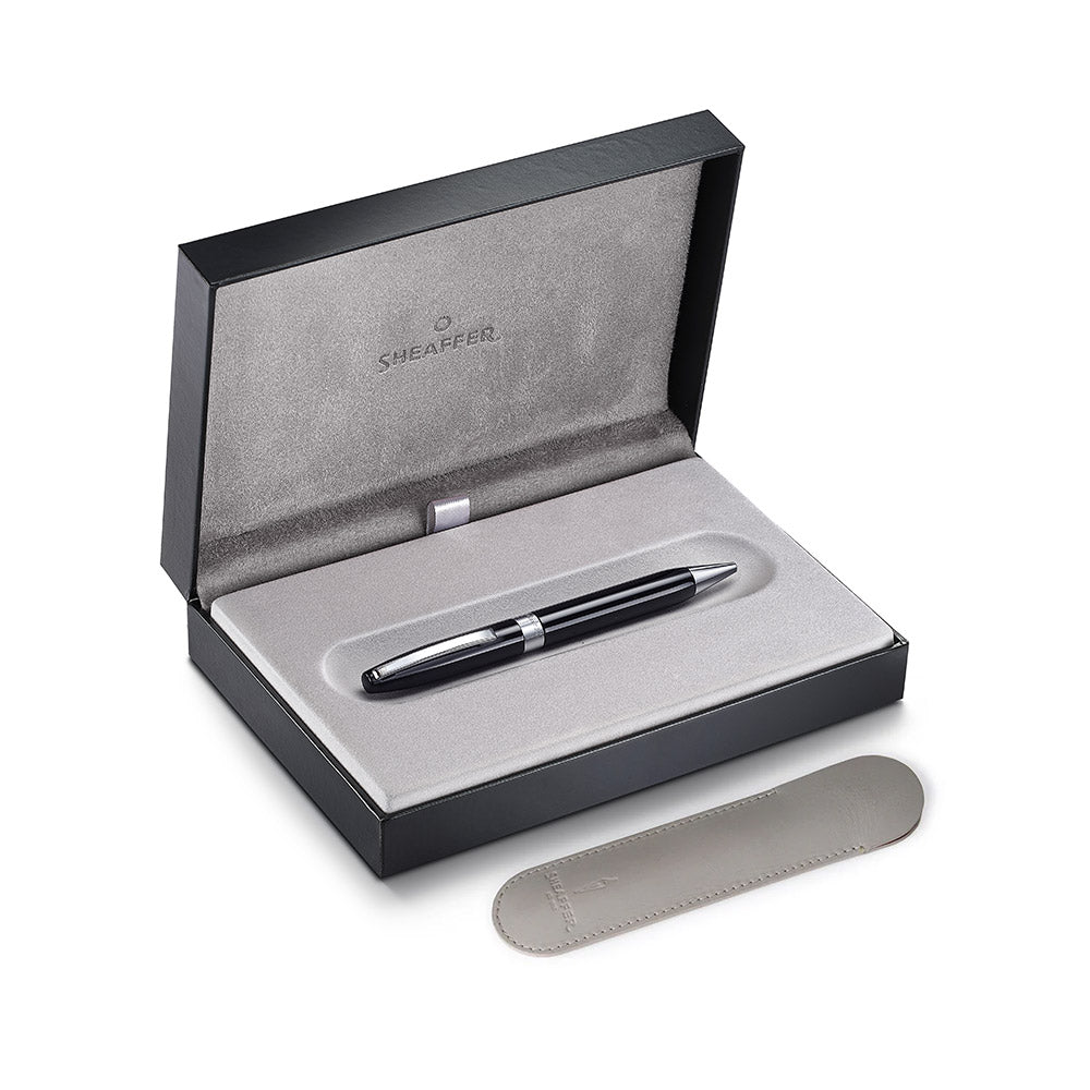 Sheaffer Legacy Ballpoint Pen Black with Chrome Trim and Leather Case