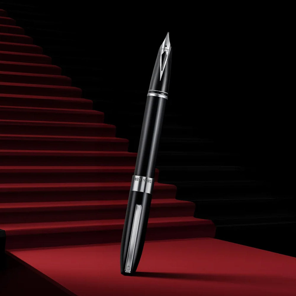 Sheaffer Legacy Fountain Pen Black with Chrome Trim and Leather Case Medium