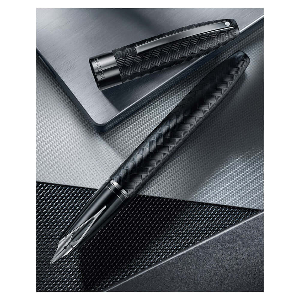 Sheaffer Legacy Chevron 9066 Fountain Pen Matte Black with PVD Gunmetal Inlaid Nib and Trims