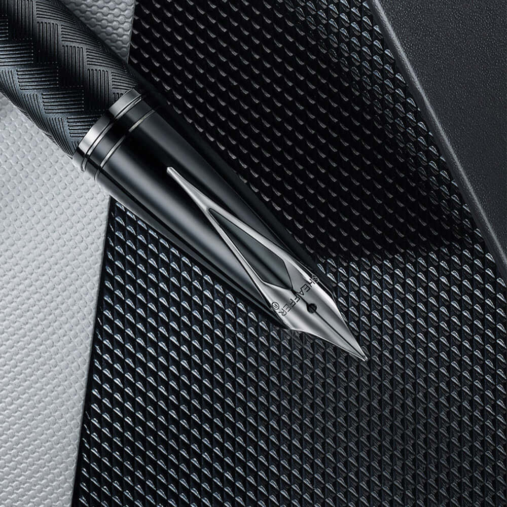 Sheaffer Legacy Chevron 9066 Fountain Pen Matte Black with PVD Gunmetal Inlaid Nib and Trims