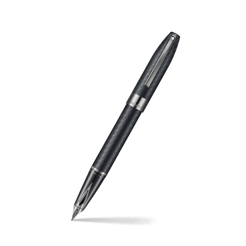 Sheaffer Legacy Chevron 9066 Fountain Pen Matte Black with PVD Gunmetal Inlaid Nib and Trims