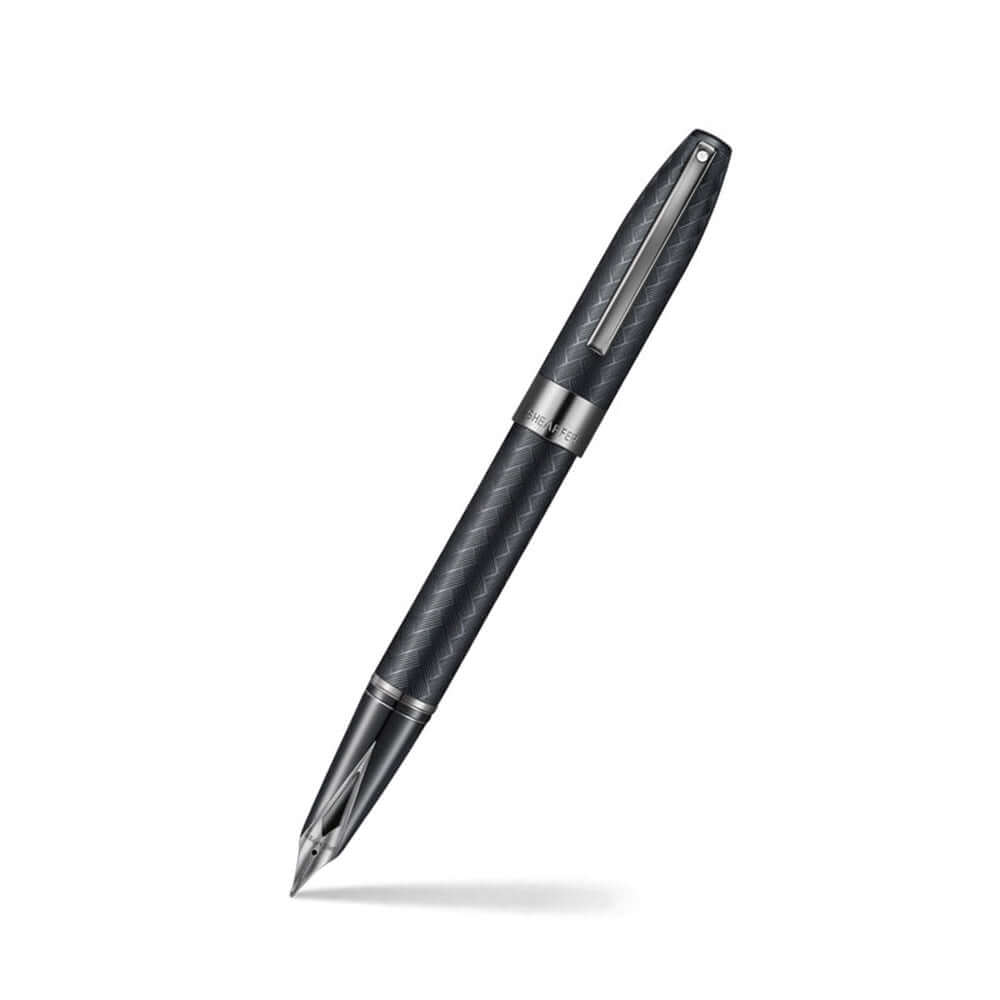 Sheaffer Legacy Chevron 9066 Fountain Pen Matte Black with PVD Gunmetal Inlaid Nib and Trims