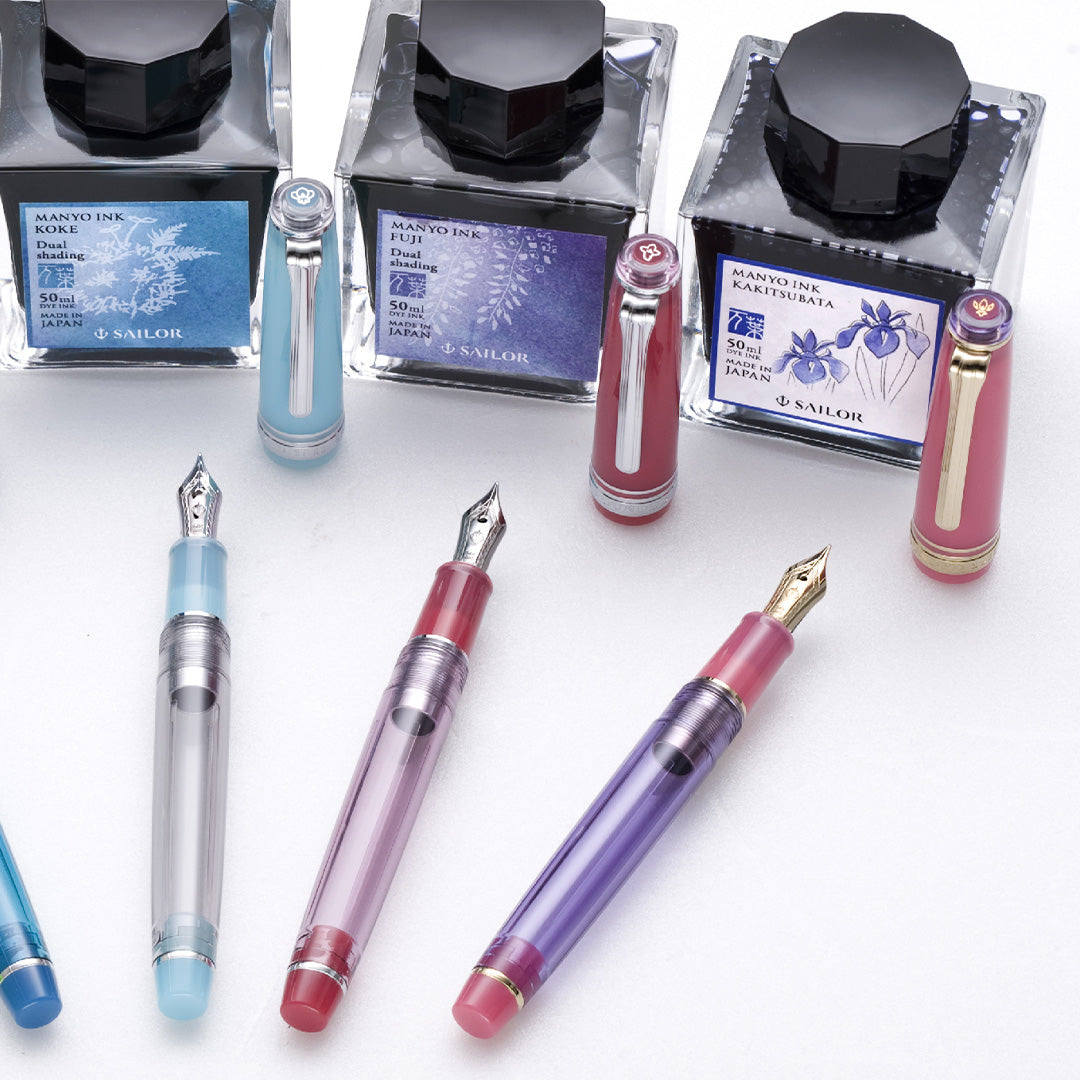 Sailor Professional Gear Slim Manyo II Fountain Pen Wisteria with 14K Nib & 50ml Manyo Fuji Ink