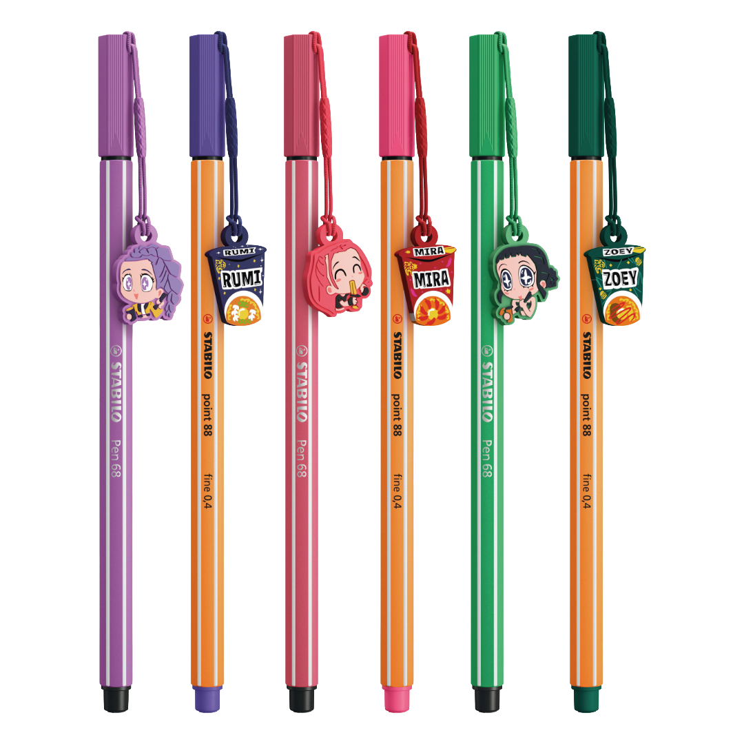 STABILO x KPop Demon Hunters point 88 + Pen 68 Set of 6 Assorted Characters Designs