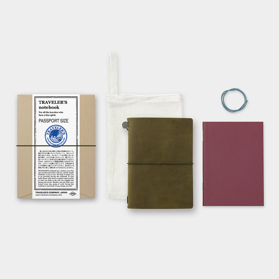 TRAVELER'S COMPANY Traveler's Notebook Leather Passport Size Olive by TRAVELER'S COMPANY at Cult Pens