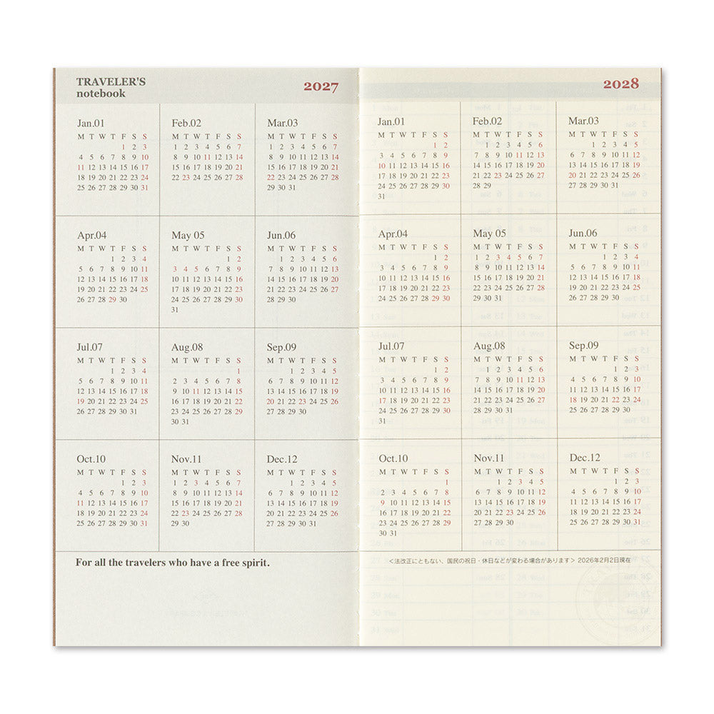 TRAVELER'S Company 2027 Notebook Refill Weekly & Memo