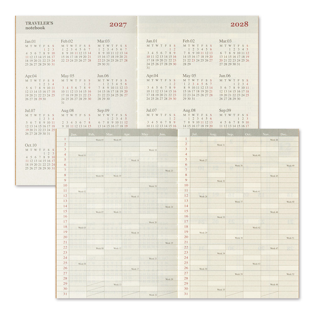 TRAVELER'S Company 2027 Notebook Passport Size Refill Monthly