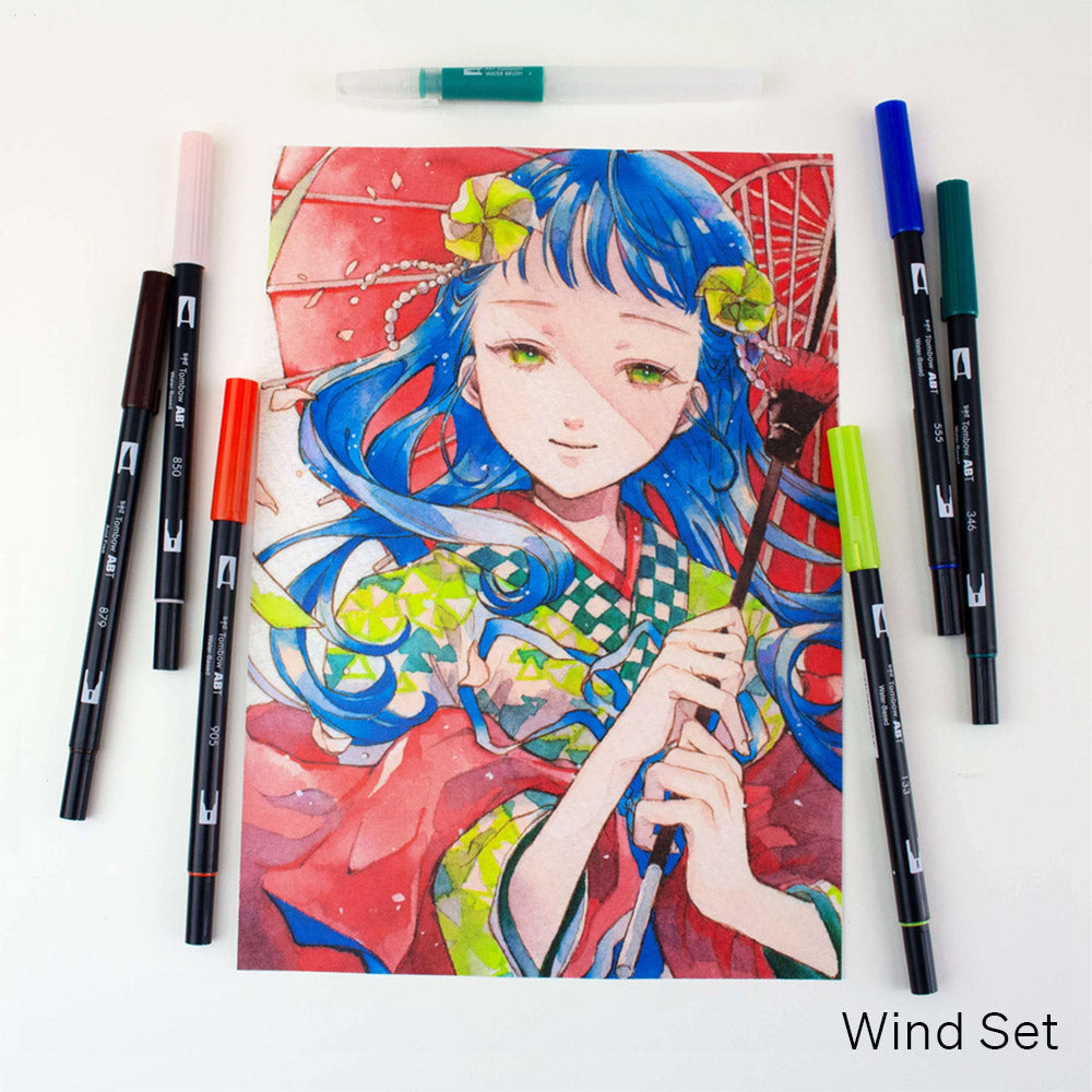 Tombow ABT Set Of 6 + Water Brush