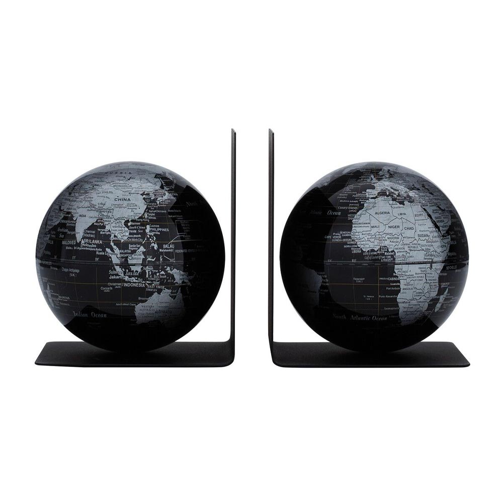 Troika Globe Bookends Black / Silver