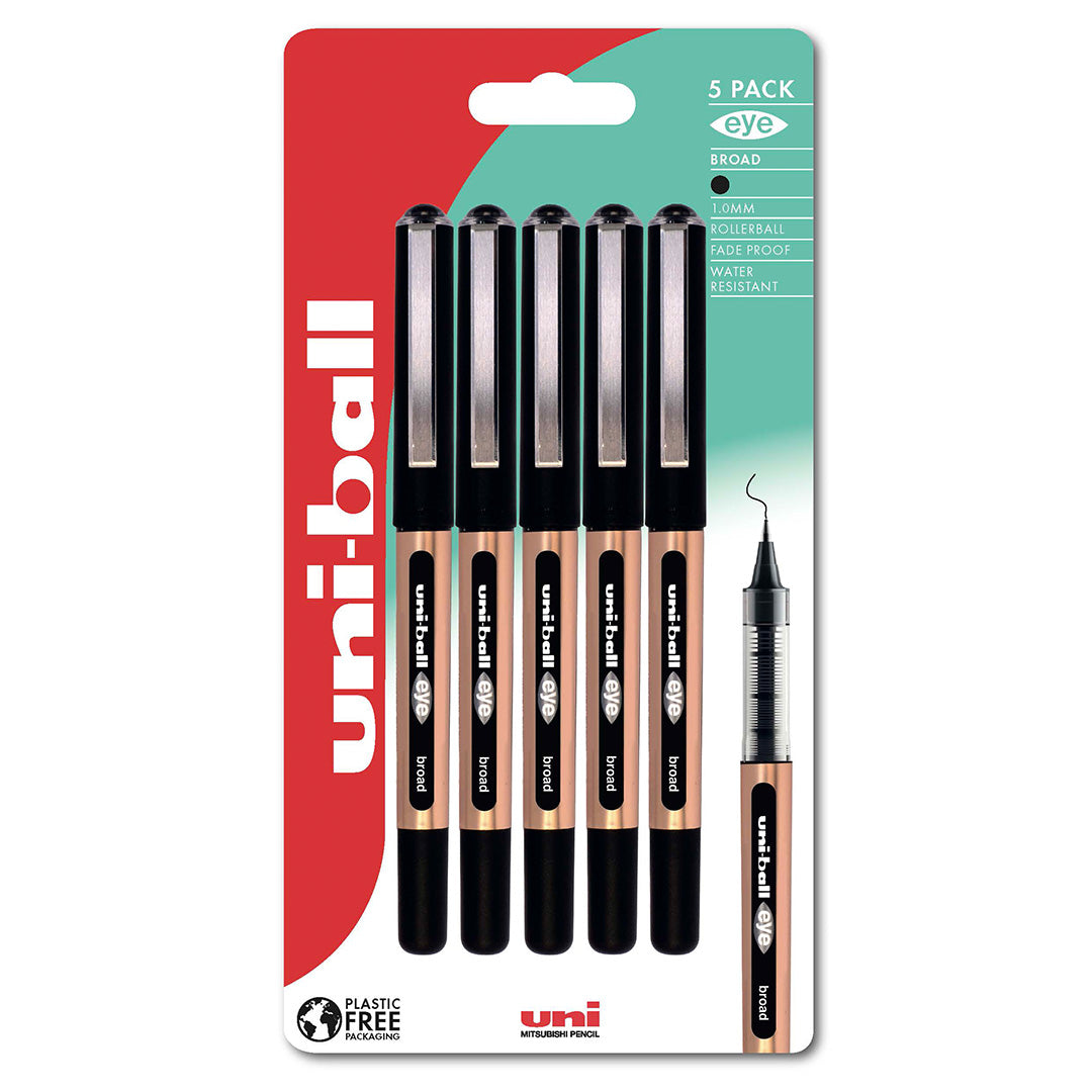 Uni-ball Eye Broad Bold Rollerball Pen Five-Pen Set by Uni at Cult Pens