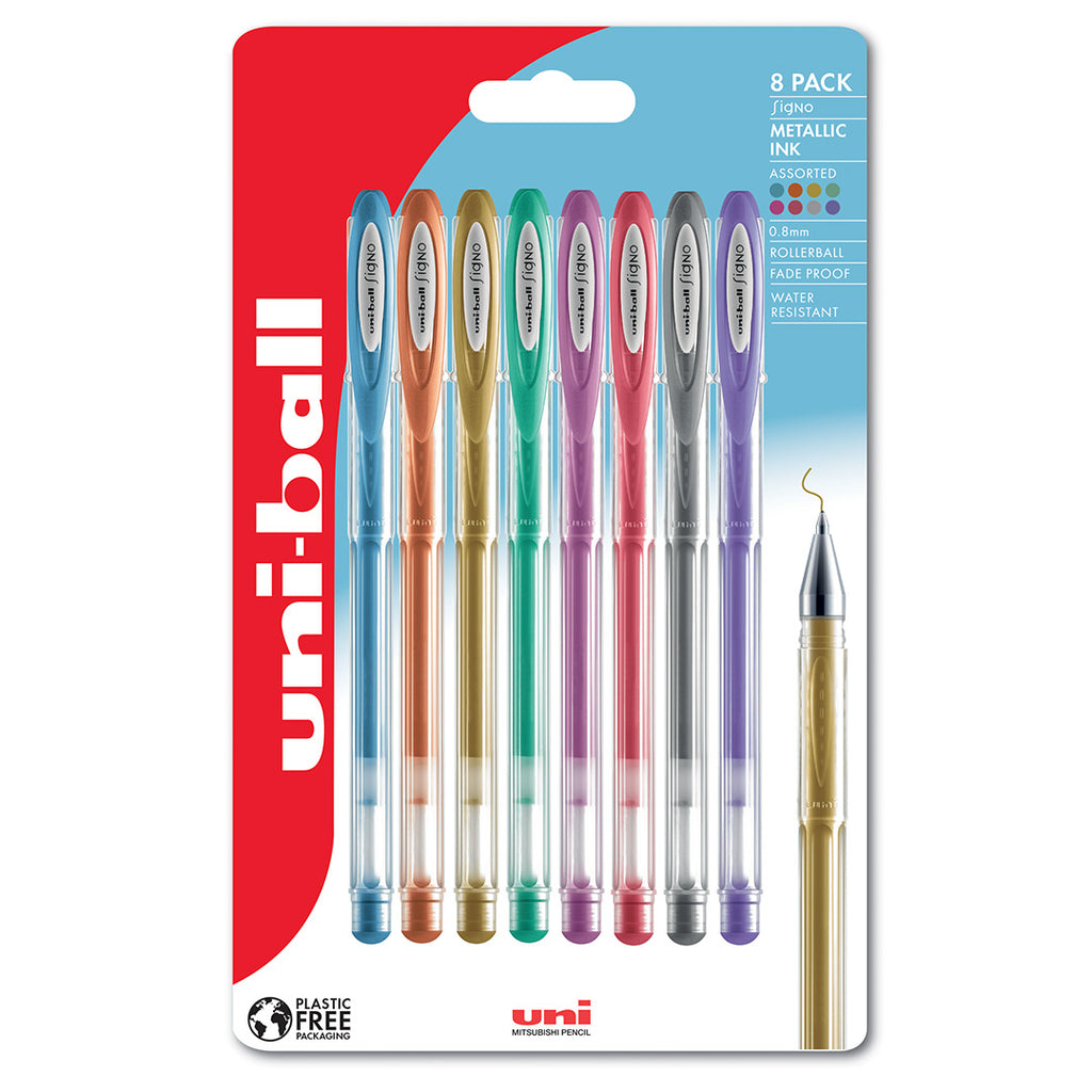 Uni-ball Um-120NM Signo Gel Rollerball Pen Eight Pen Set Assorted by Uni at Cult Pens