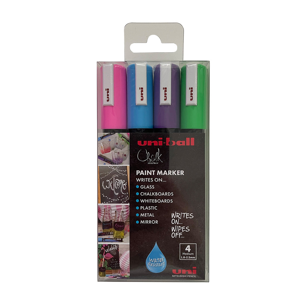 Uni Chalk Marker 4-Piece Party Set by Uni at Cult Pens
