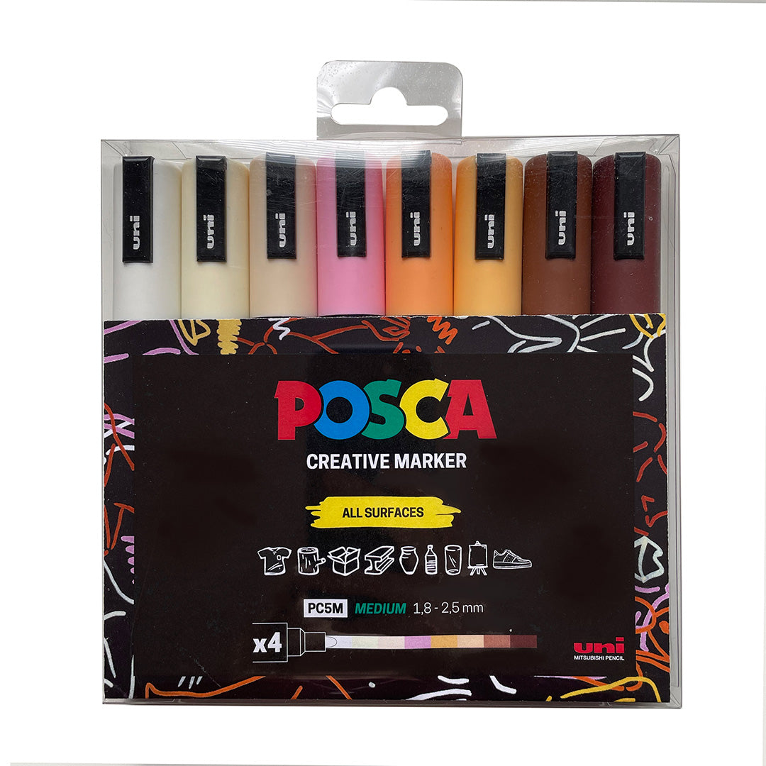 Uni POSCA PC-1M Neutral Tones Set of 8 by Uni at Cult Pens