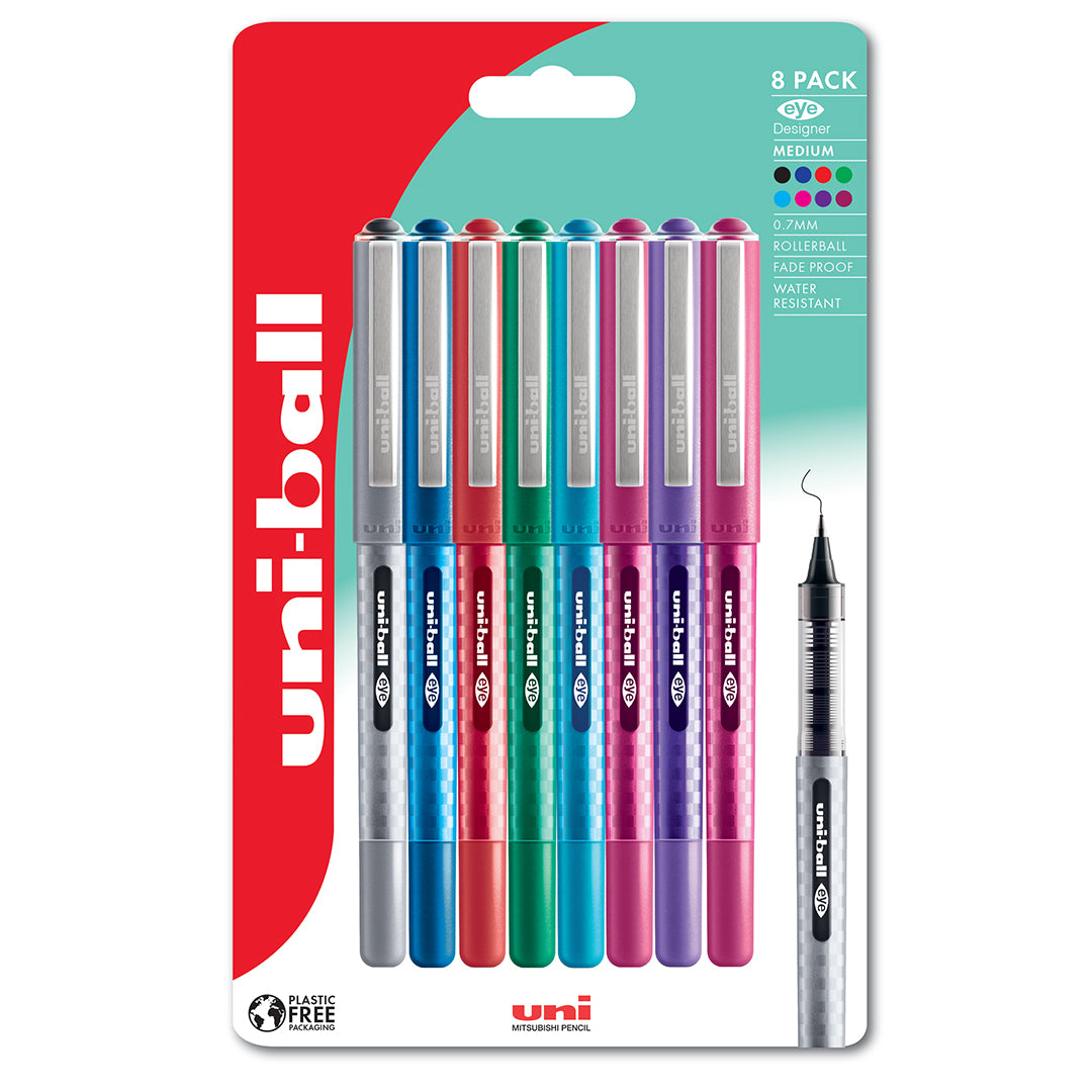 uni-ball EYE Designer UB-157D Rollerball Pen Set of 8
