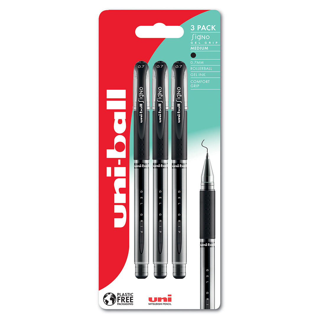 uni-ball Signo Gel Grip UM-151 0.7mm Rollerball Pen Set of 3