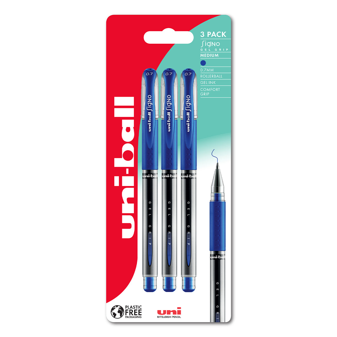 uni-ball Signo Gel Grip UM-151 0.7mm Rollerball Pen Set of 3