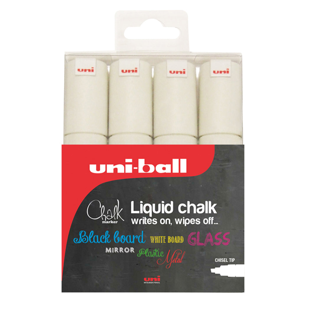Uni Chalk Marker Pen PWE-8K Broad Chisel Tip Set of 4