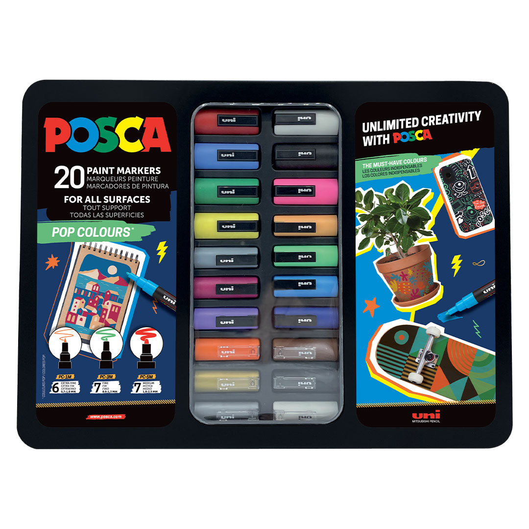 Uni POSCA 20 Piece Tin Pop Colours