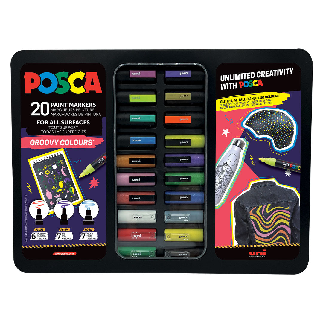 Uni POSCA 20 Piece Tin Groovy Colours