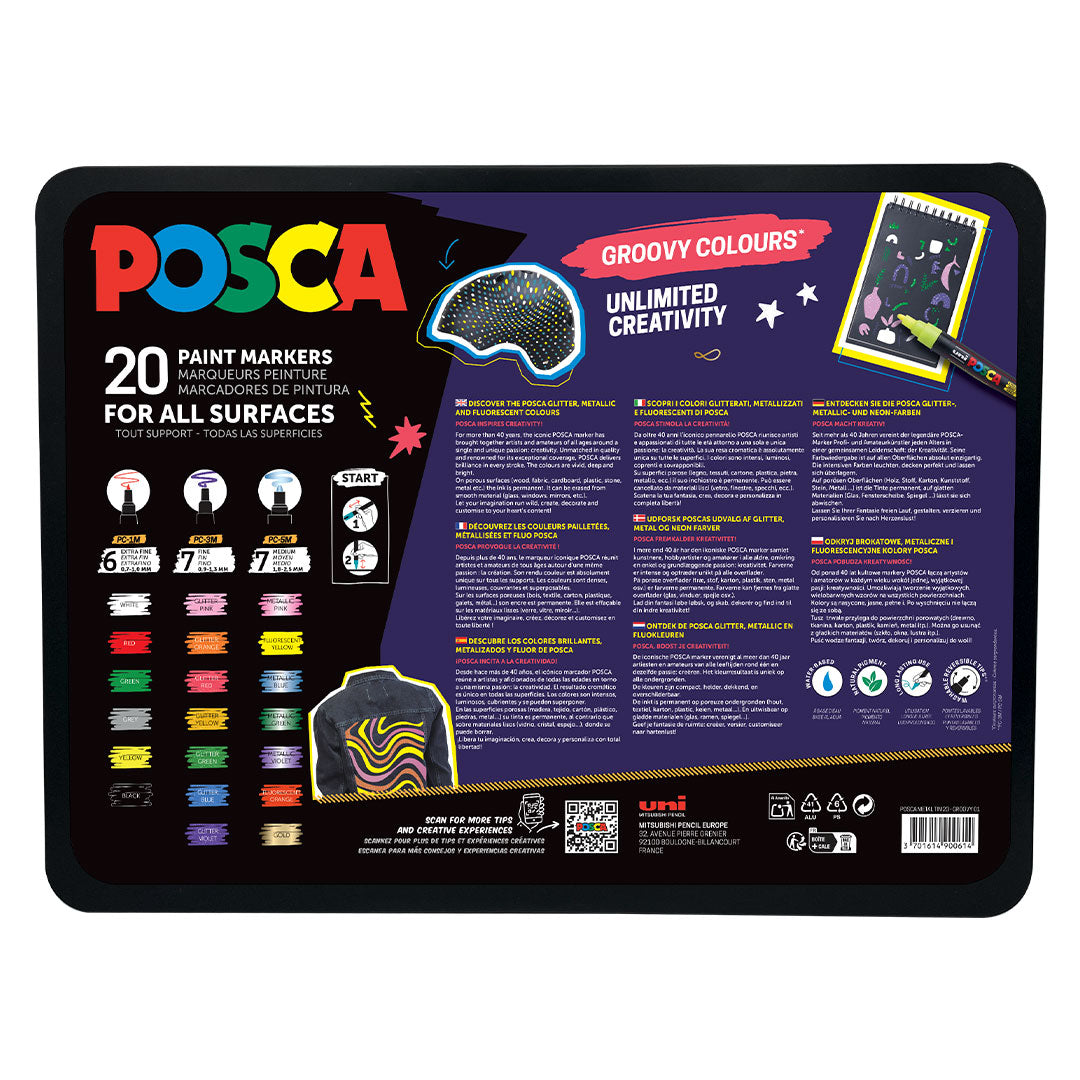 Uni POSCA 20 Piece Tin Groovy Colours