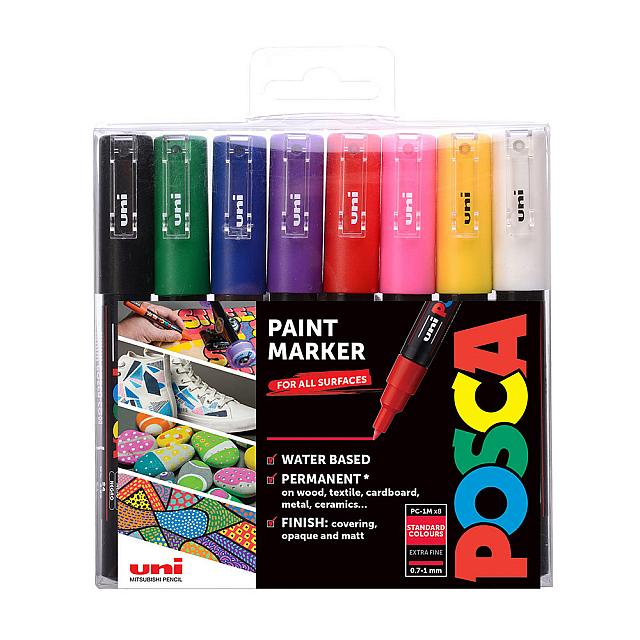 Uni POSCA Marker Pen PC-1M Extra Fine Set of 8 Assorted