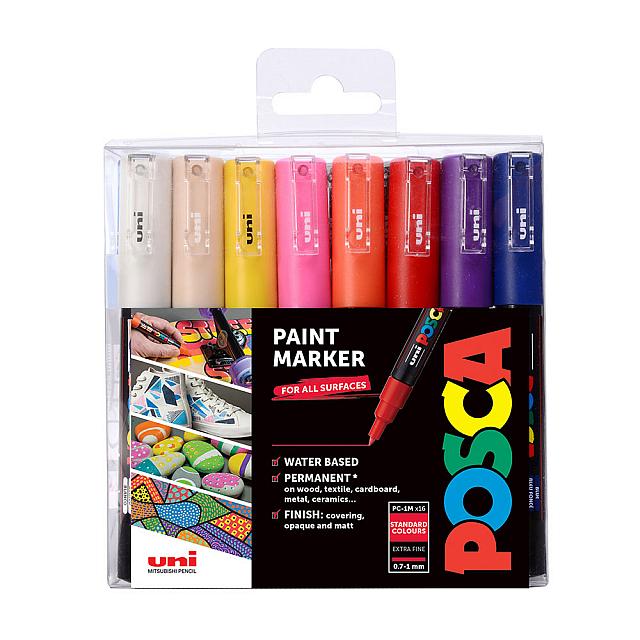 Uni POSCA Marker Pen PC-1M Extra Fine Set of 16 Assorted