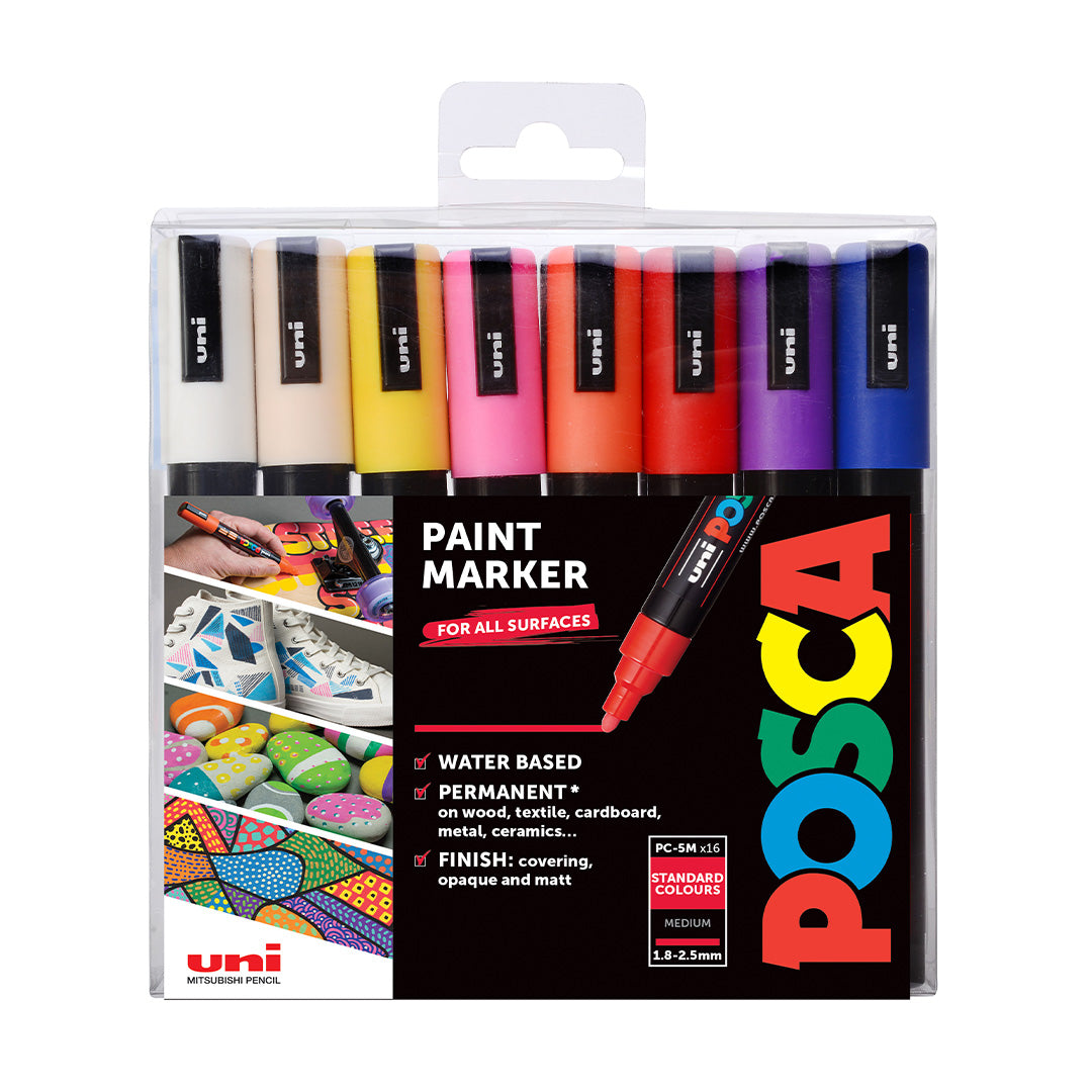 Uni POSCA Marker Pen PC-5M Medium Set of 16 Assorted