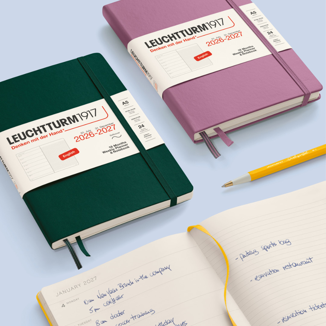 LEUCHTTURM1917 Weekly Planner & Notebook Medium (A5) 18 months 2026/2027 Softcover Forest Green
