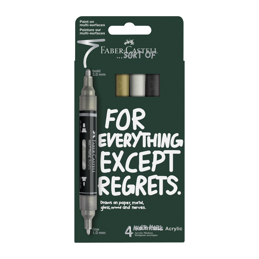 Faber-Castell Multimark Acrylic Marker Set of 4 Classics