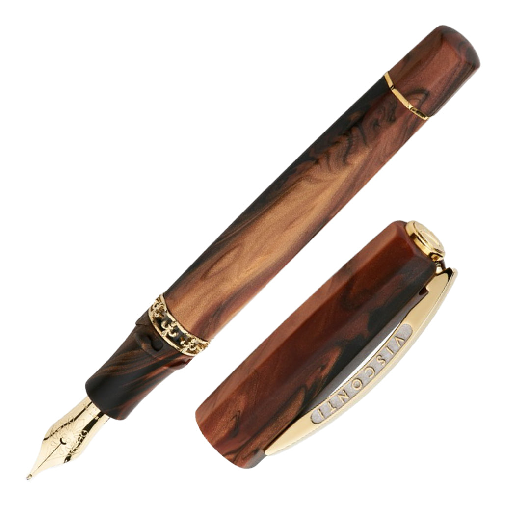Visconti Medici Radica DS Yellow Gold Fountain Pen 18k Medium Nib