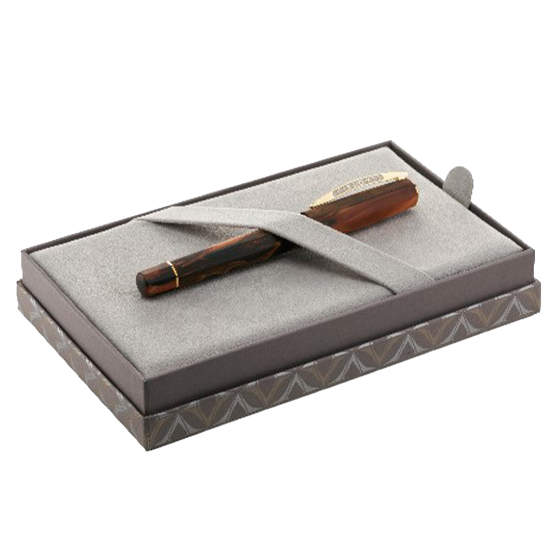 Visconti Medici Radica DS Yellow Gold Fountain Pen 18k Medium Nib