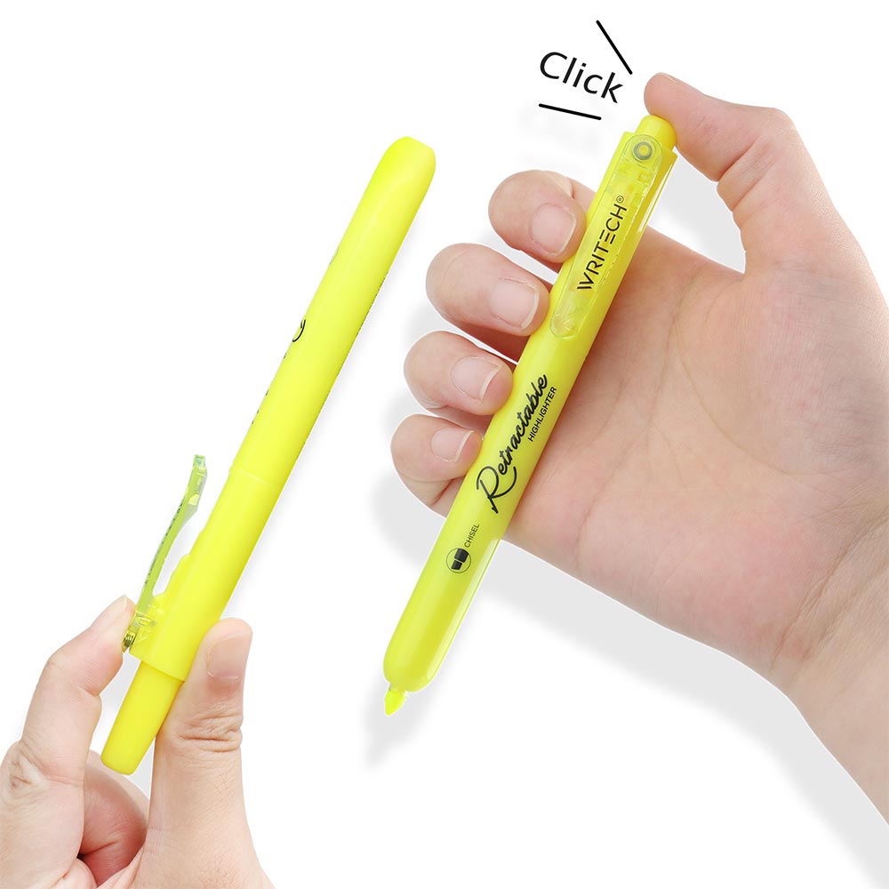WRITECH Retractable Highlighter Set of 6 Assorted Colours