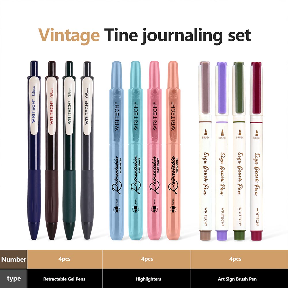 WRITECH 12 Piece Journal Set Vintage Tones