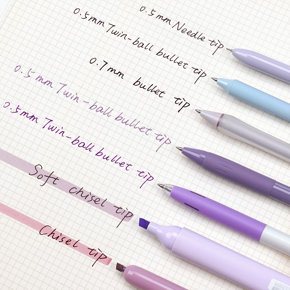 WRITECH 7 Piece Writing Set Purple and Black