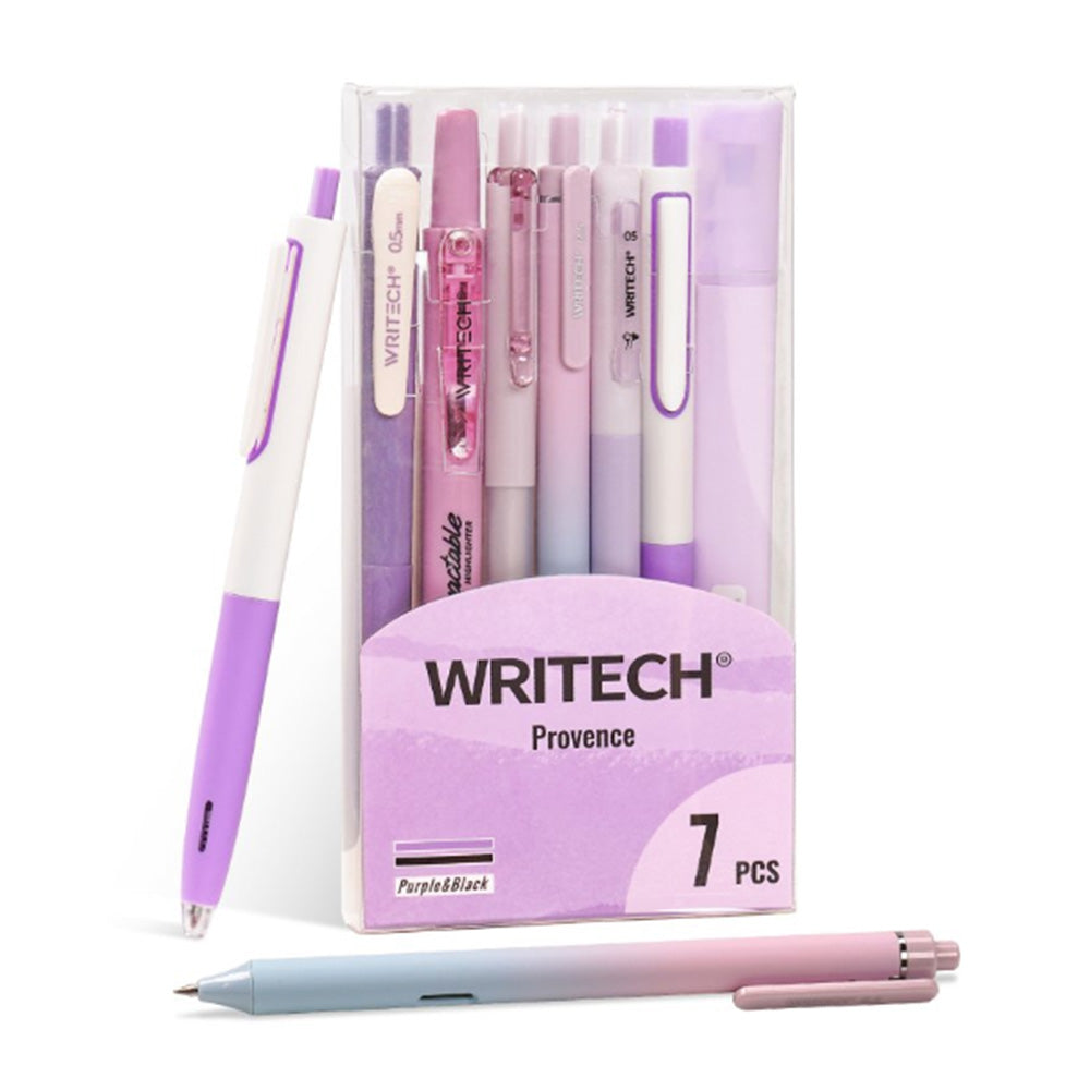 WRITECH 7 Piece Writing Set Pink and Black