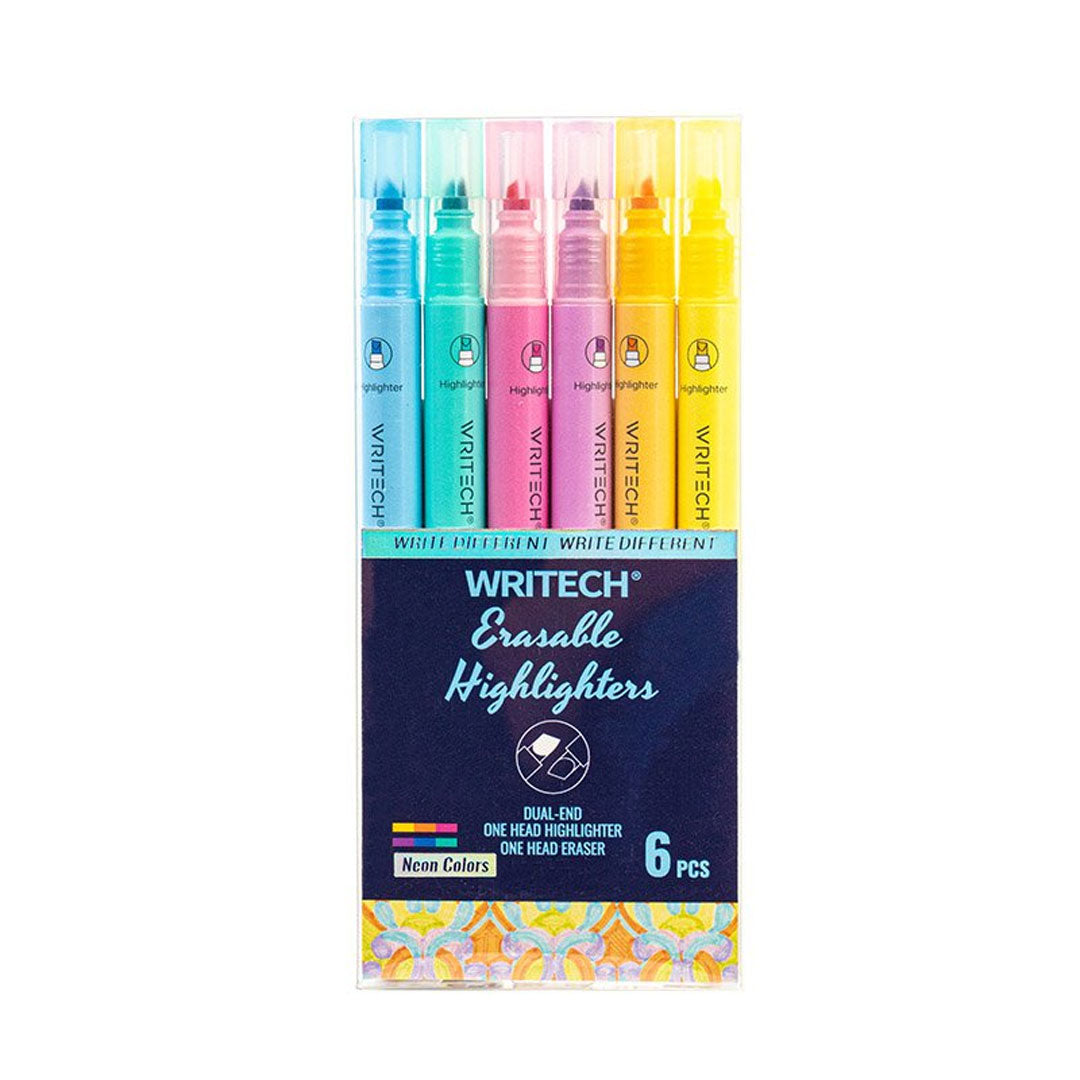 WRITECH Erasable Highlighters Set of 6 Neon