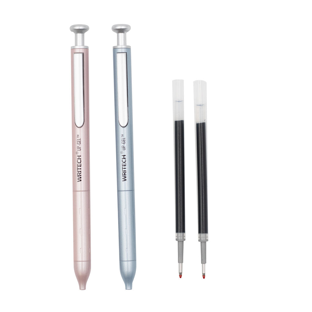 WRITECH Space Up Metal Gel Pens Set of 2 Pink and Grey