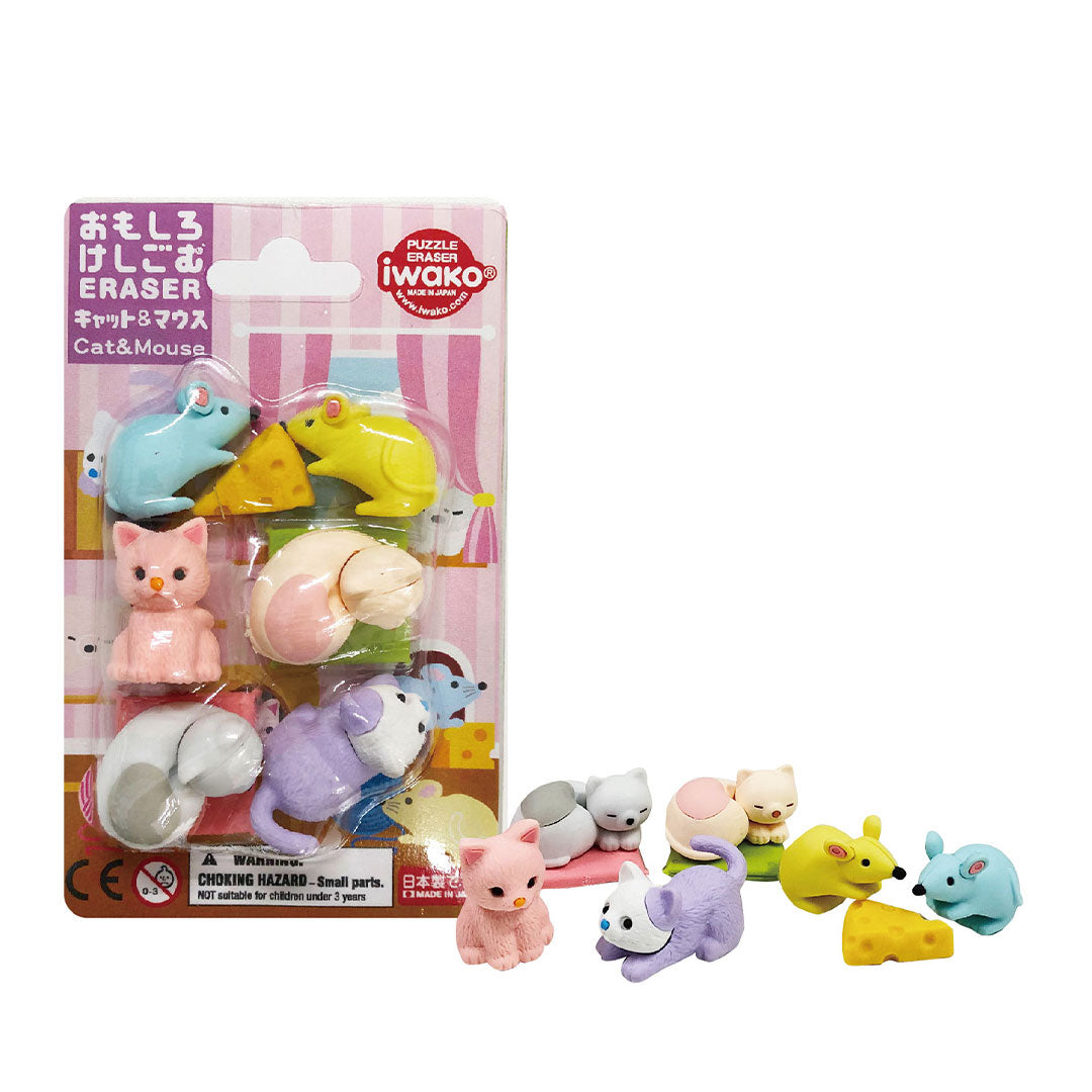 Iwako Puzzle Eraser Set Cat and Mouse
