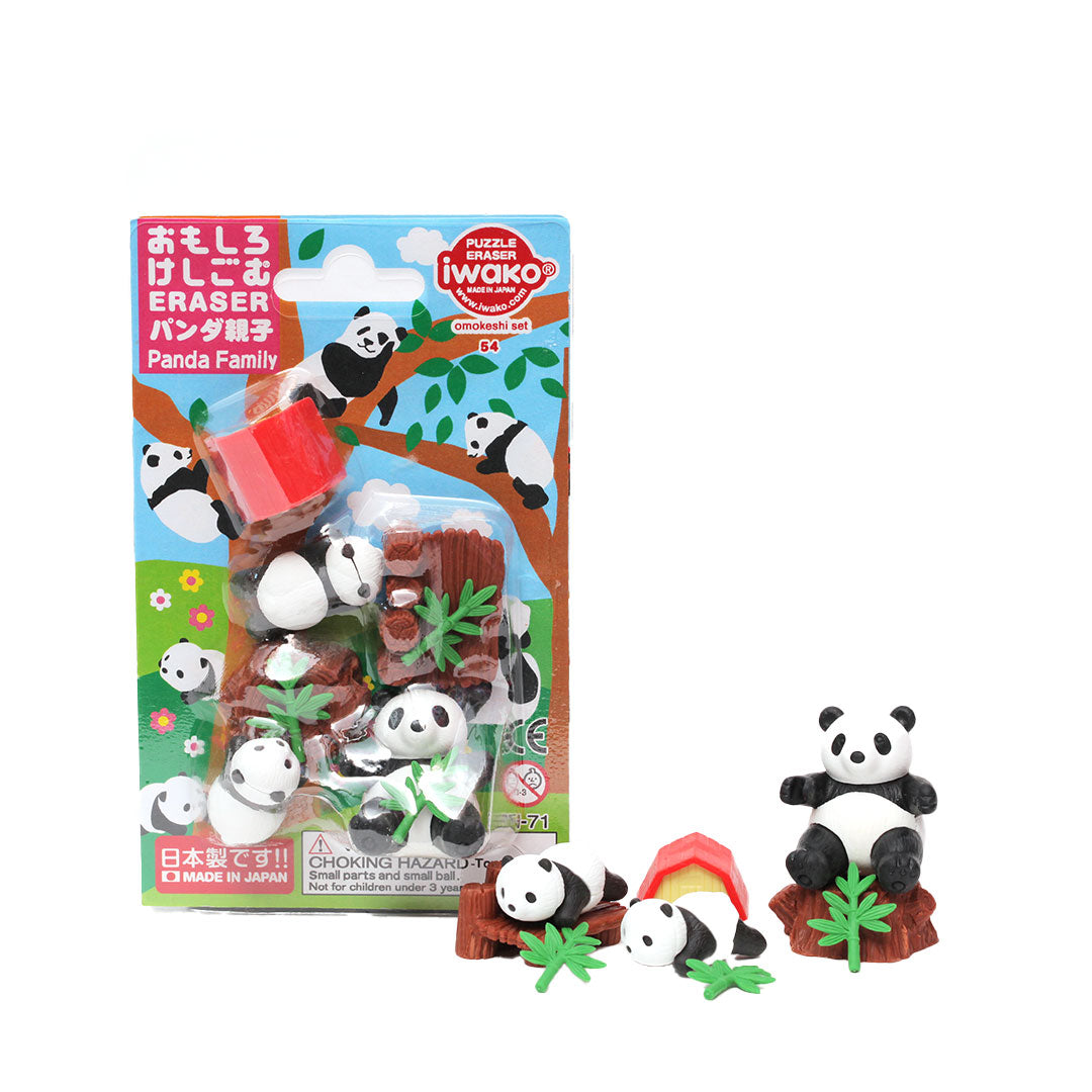 Iwako Puzzle Eraser Set Panda Family